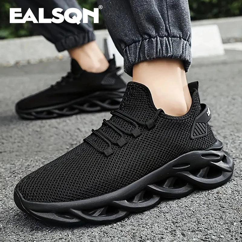 Men's Black Jogging Shoes Breathable Casual Sneakers